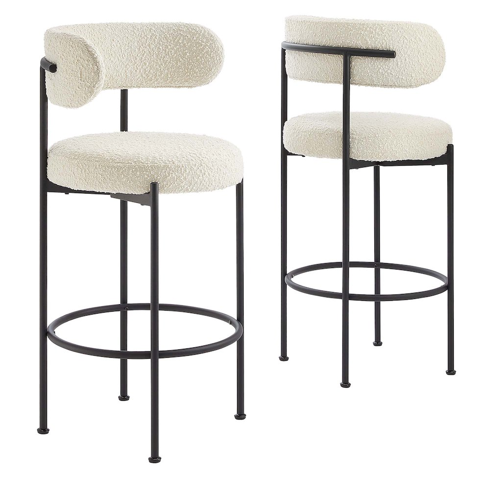 Albie Boucle Fabric Bar Stools Set of 2. Picture 1