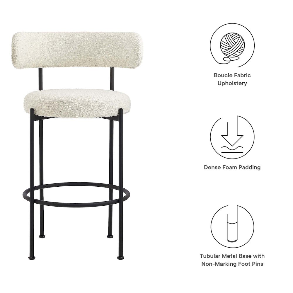 Albie Boucle Fabric Bar Stools Set of 2. Picture 2