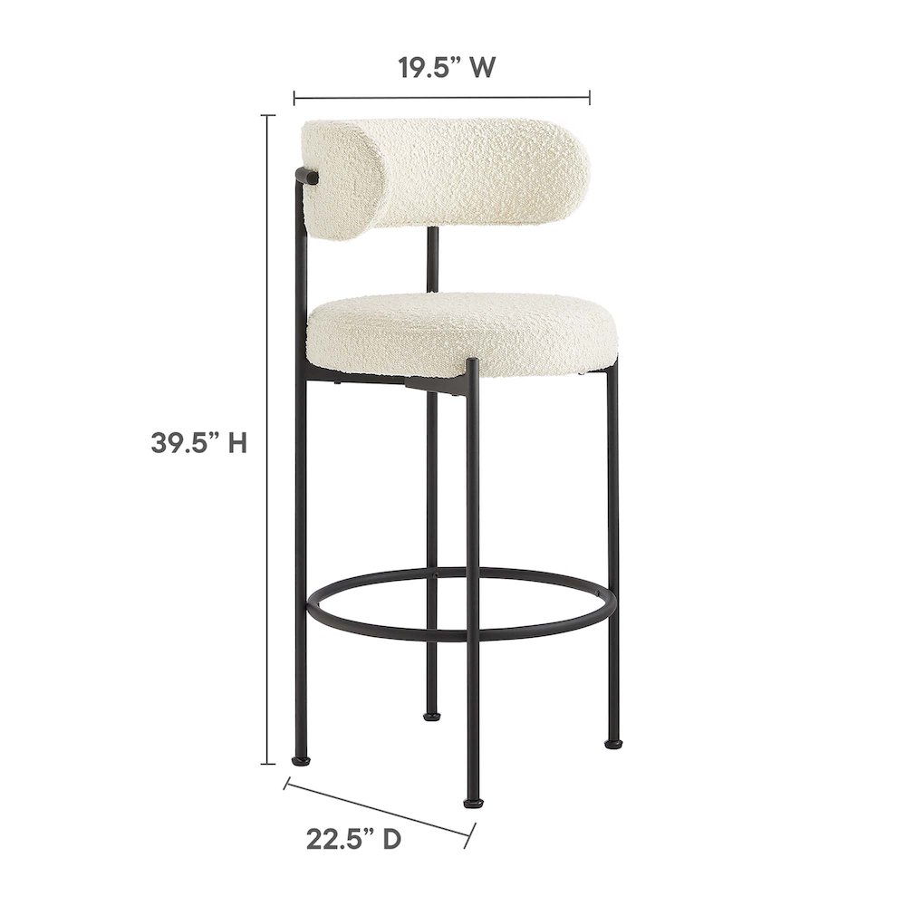 Albie Boucle Fabric Bar Stools Set of 2. Picture 3