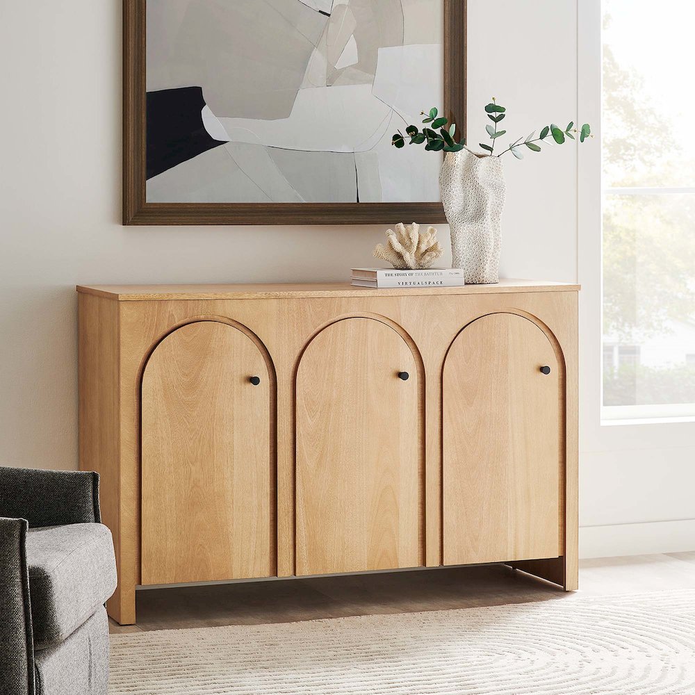 Appia 3-Door Arched Door Sideboard Storage Cabinet. Picture 8