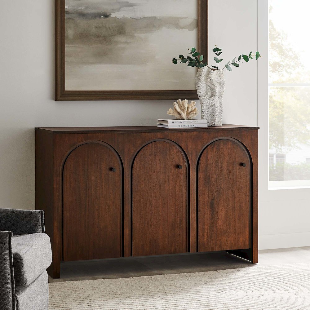 Appia 3-Door Arched Door Sideboard Storage Cabinet. Picture 8
