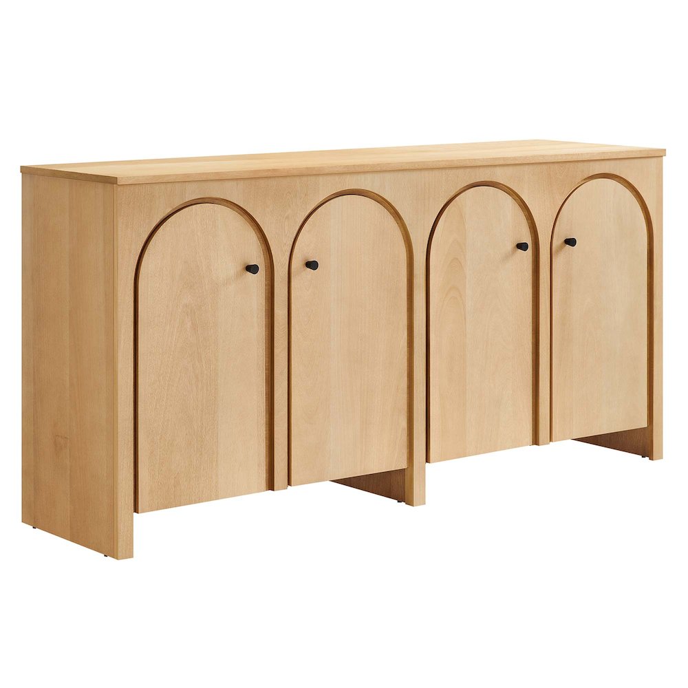 Appia Wood Grain 4-Door Sideboard Storage Cabinet. Picture 1