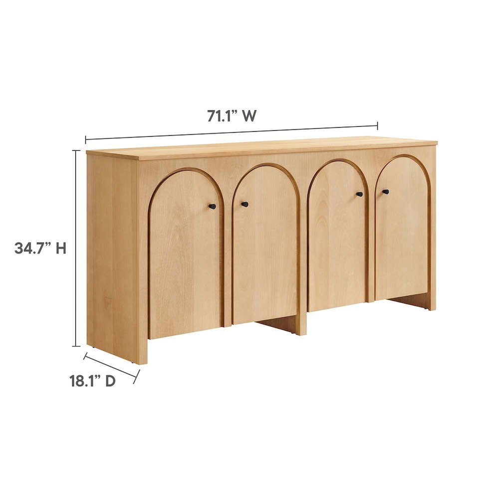 Appia Wood Grain 4-Door Sideboard Storage Cabinet. Picture 3