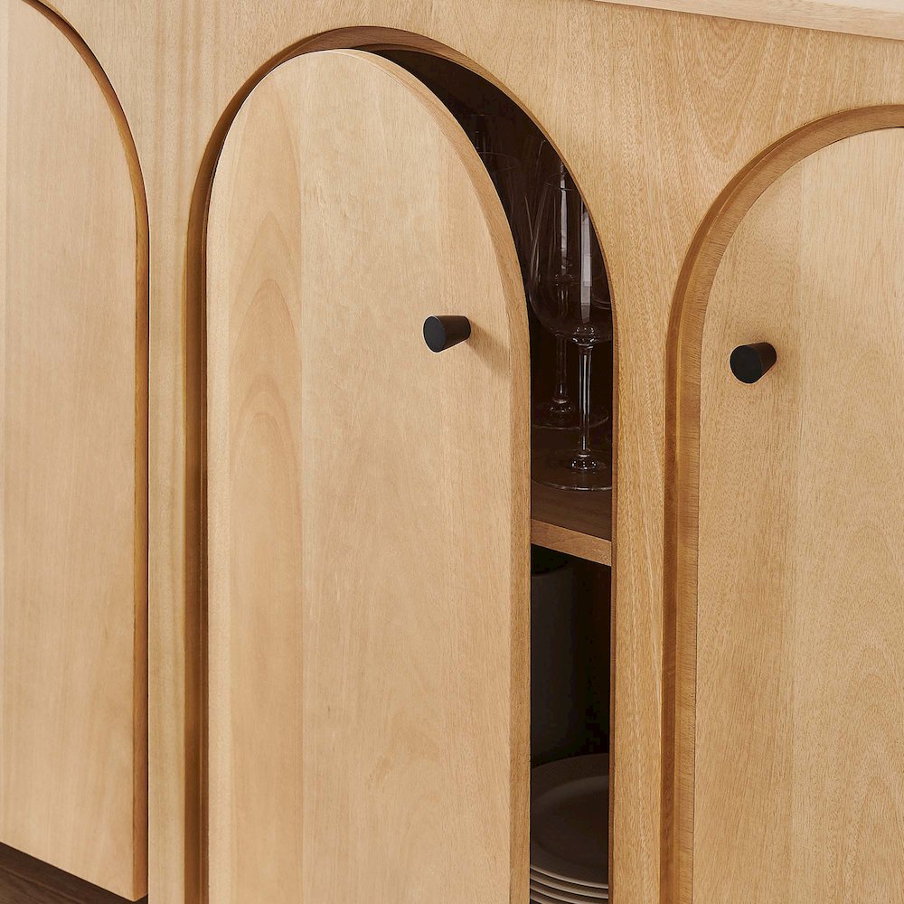 Appia Wood Grain 4-Door Sideboard Storage Cabinet. Picture 9