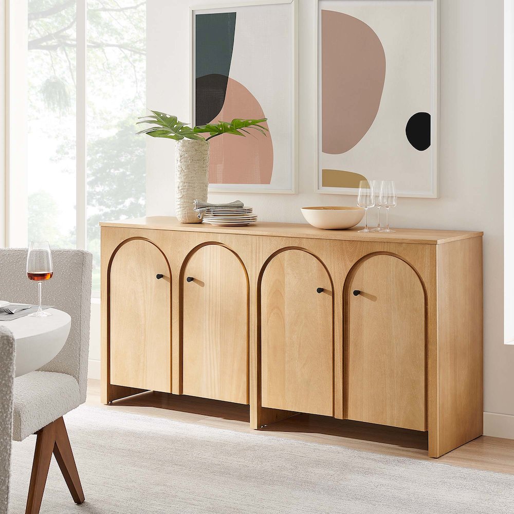 Appia Wood Grain 4-Door Sideboard Storage Cabinet. Picture 8