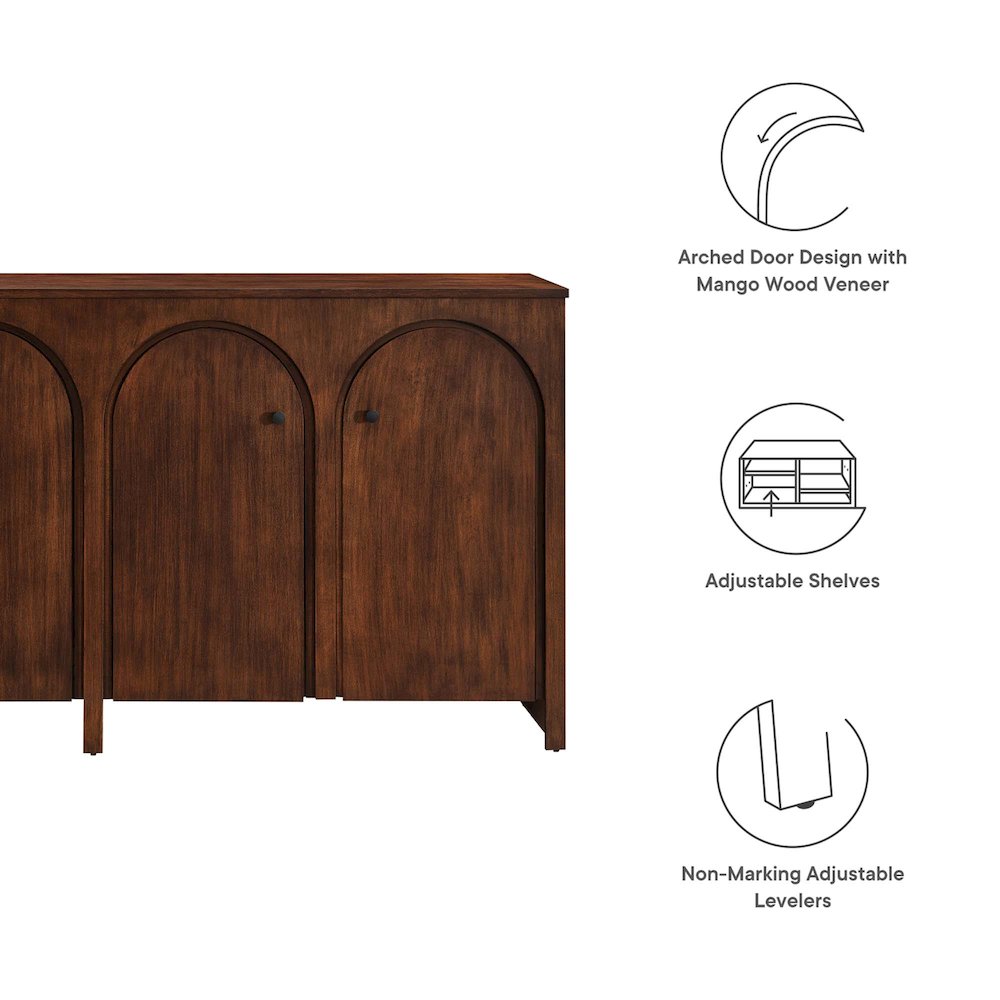 Appia Wood Grain 4-Door Sideboard Storage Cabinet. Picture 2