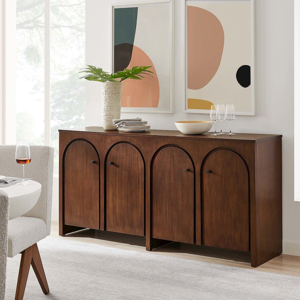 Appia Wood Grain 4-Door Sideboard Storage Cabinet. Picture 8