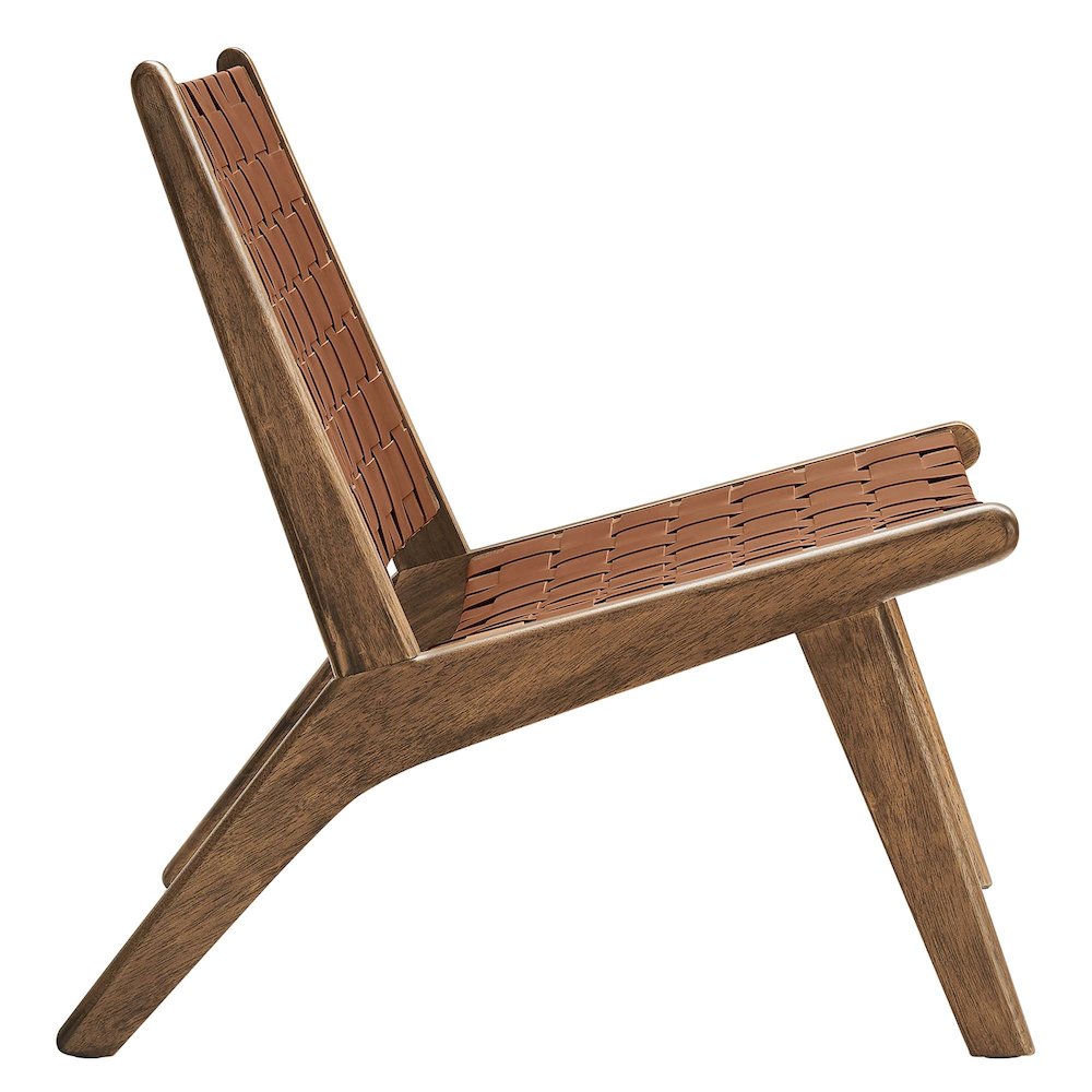 Saoirse Leather Wood Accent Lounge Chair. Picture 4