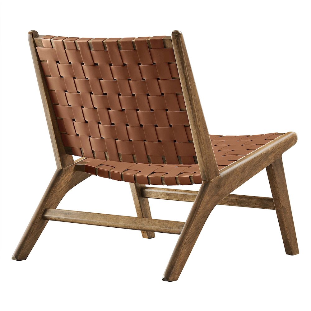 Saoirse Leather Wood Accent Lounge Chair. Picture 5