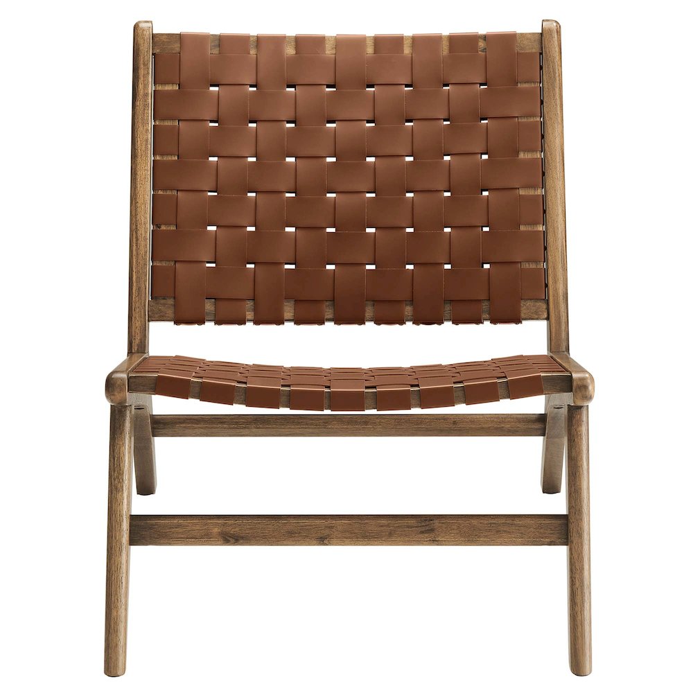 Saoirse Leather Wood Accent Lounge Chair. Picture 6