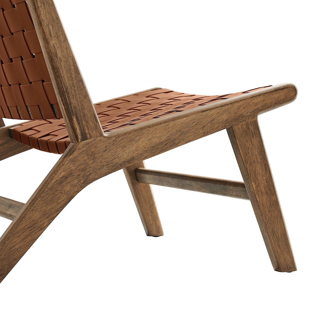 Saoirse Leather Wood Accent Lounge Chair. Picture 7