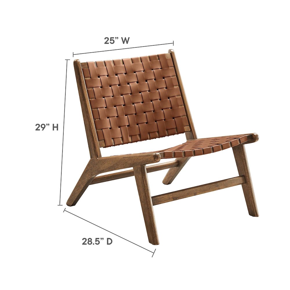 Saoirse Leather Wood Accent Lounge Chair. Picture 2