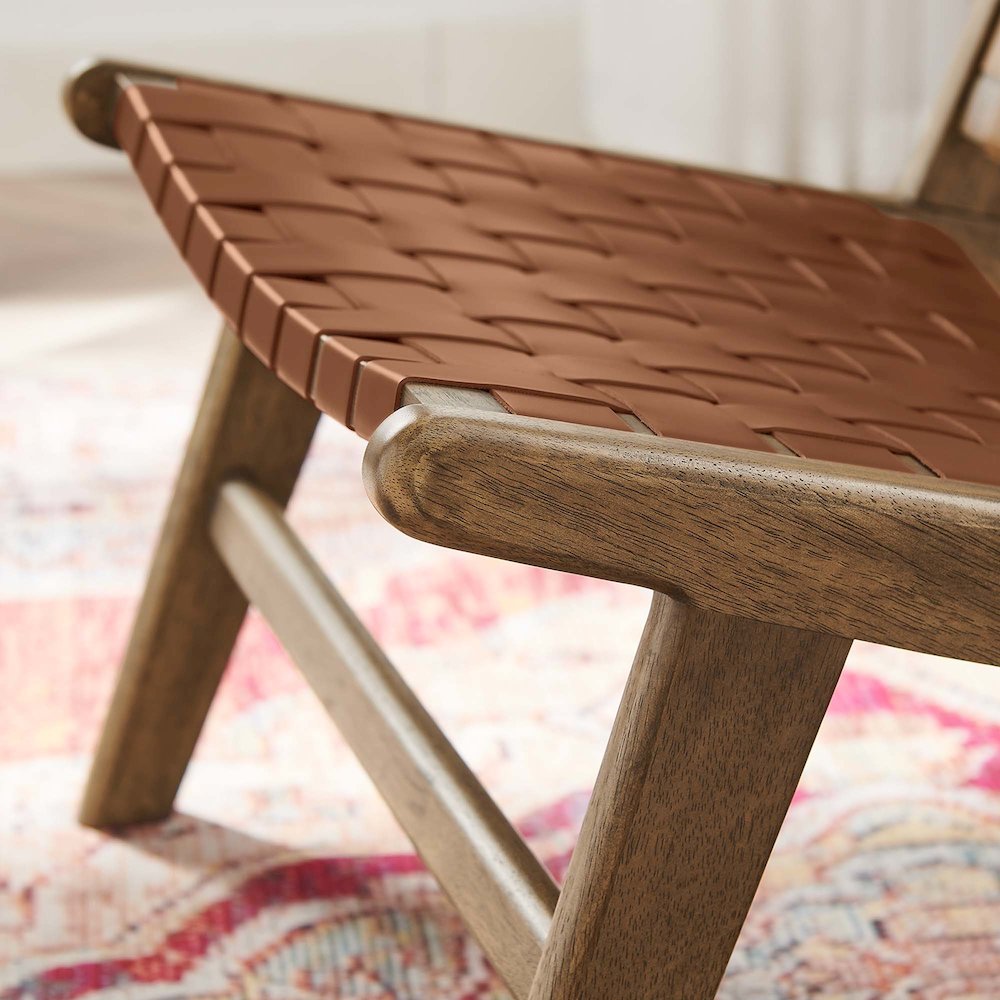 Saoirse Leather Wood Accent Lounge Chair. Picture 9