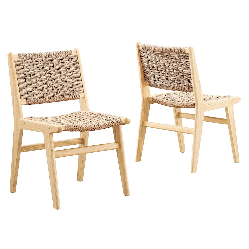 Saoirse Woven Rope Wood Dining Side Chair Set of 2. Picture 1