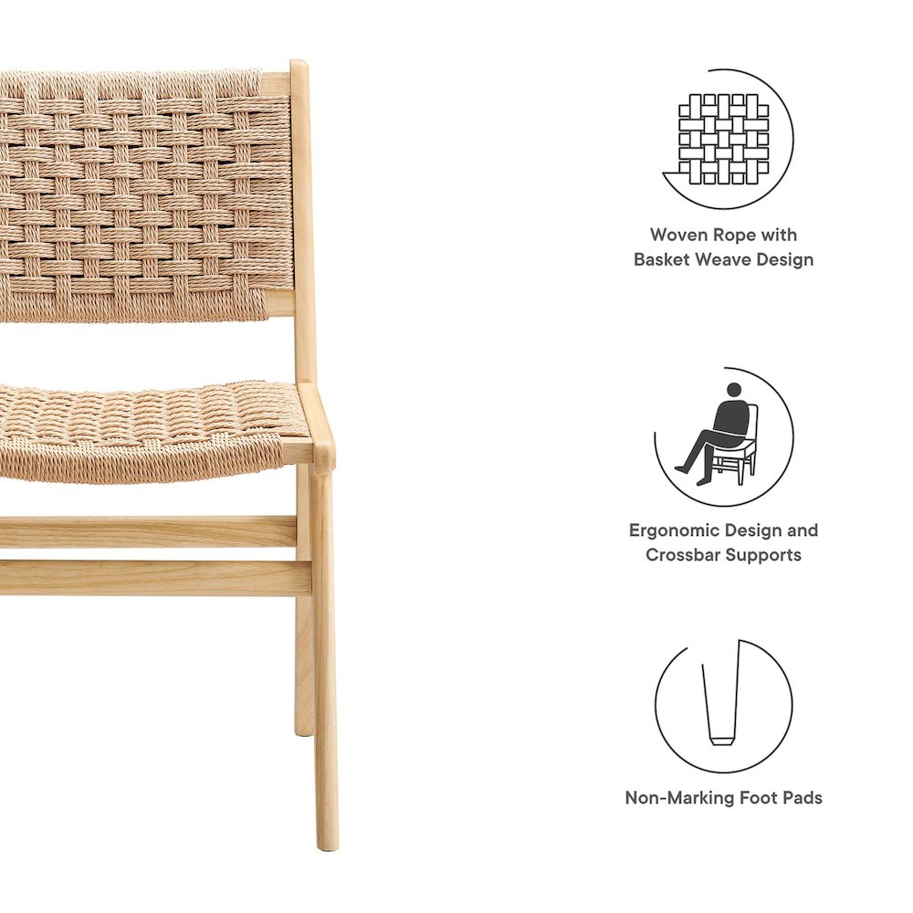 Saoirse Woven Rope Wood Dining Side Chair Set of 2. Picture 2