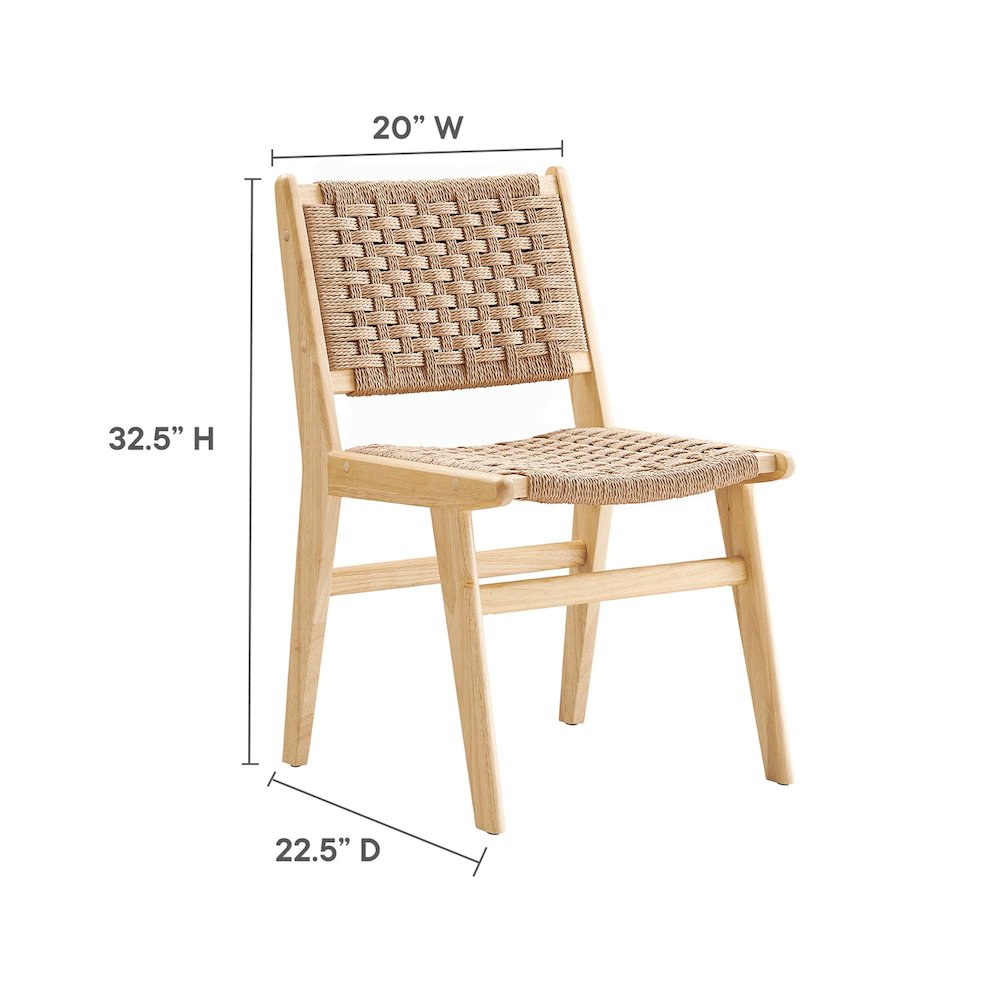Saoirse Woven Rope Wood Dining Side Chair Set of 2. Picture 3