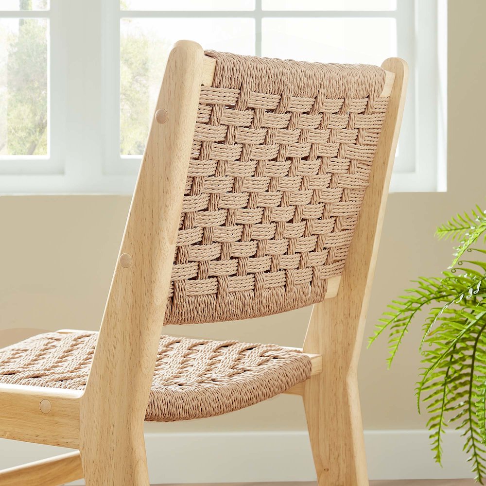 Saoirse Woven Rope Wood Dining Side Chair Set of 2. Picture 11