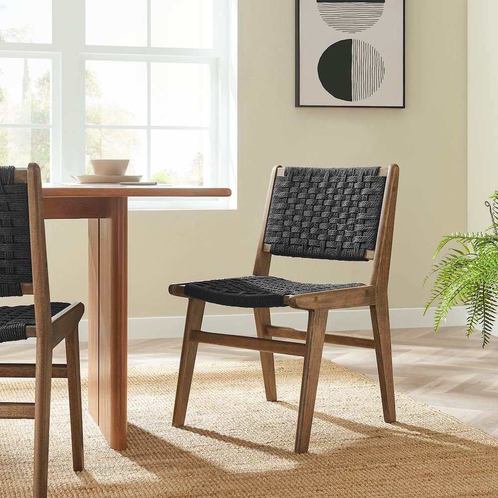 Saoirse Woven Rope Wood Dining Side Chair Set of 2. Picture 11