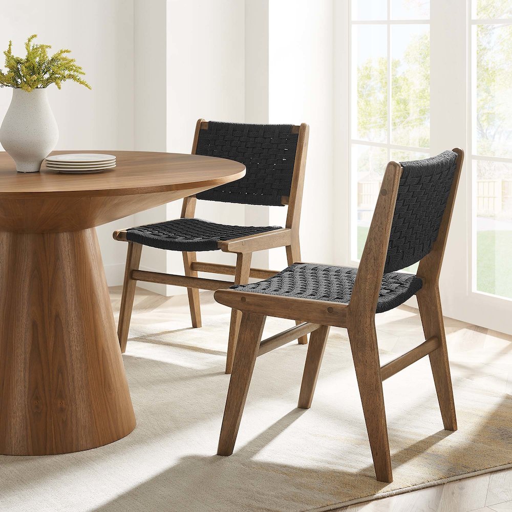 Saoirse Woven Rope Wood Dining Side Chair Set of 2. Picture 10