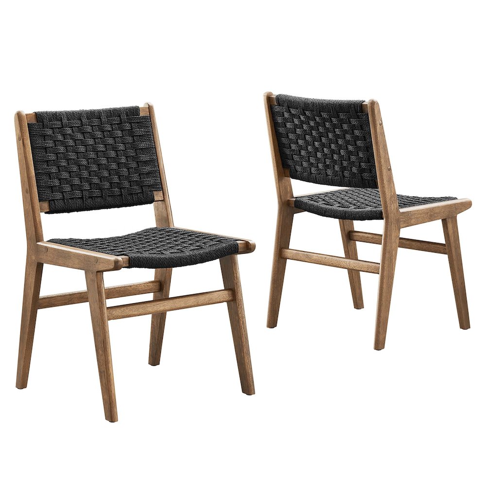 Saoirse Woven Rope Wood Dining Side Chair Set of 2. Picture 1