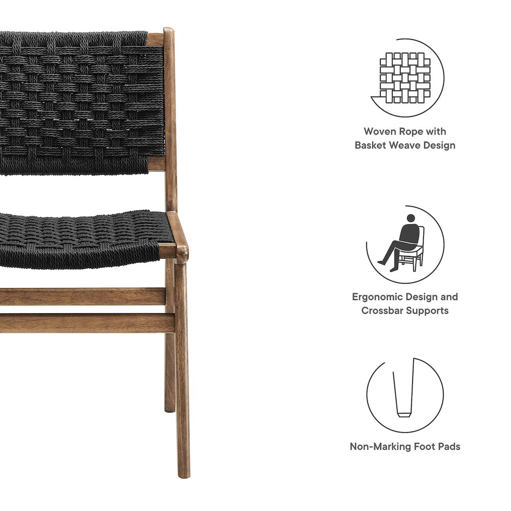 Saoirse Woven Rope Wood Dining Side Chair Set of 2. Picture 2