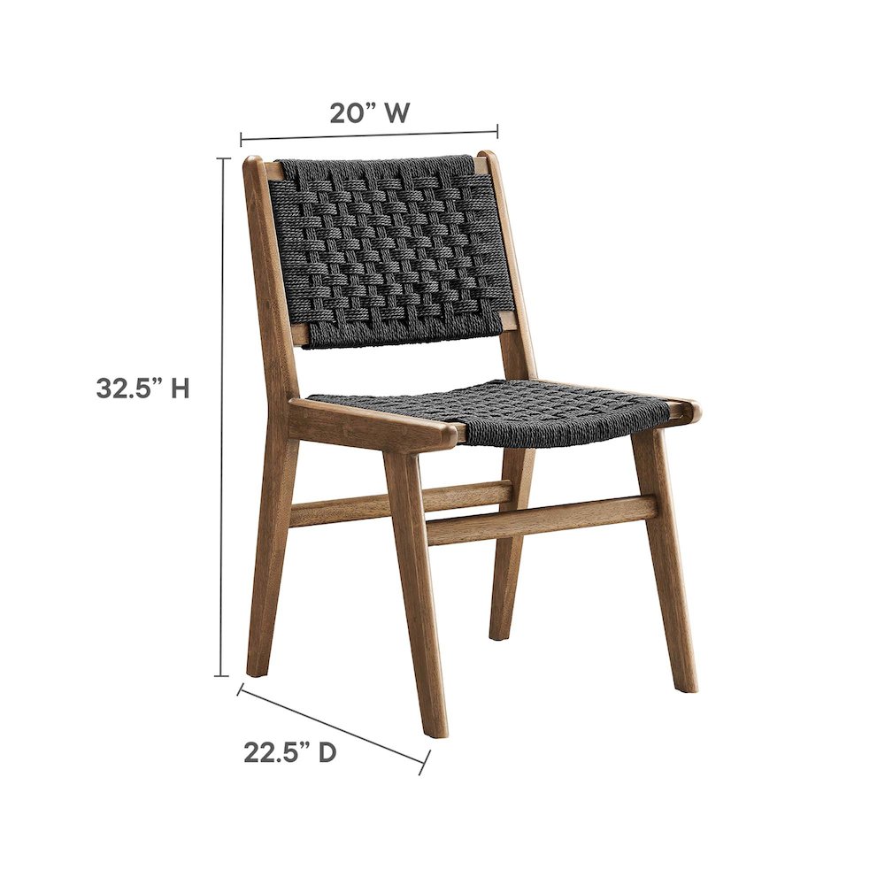 Saoirse Woven Rope Wood Dining Side Chair Set of 2. Picture 3
