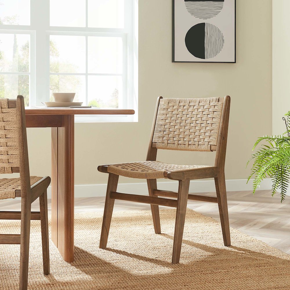 Saoirse Woven Rope Wood Dining Side Chair Set of 2. Picture 10