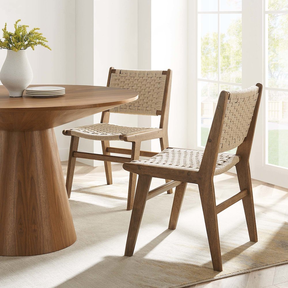 Saoirse Woven Rope Wood Dining Side Chair Set of 2. Picture 11