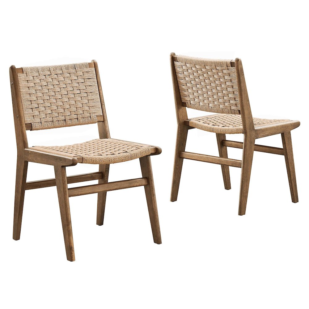 Saoirse Woven Rope Wood Dining Side Chair Set of 2. Picture 1
