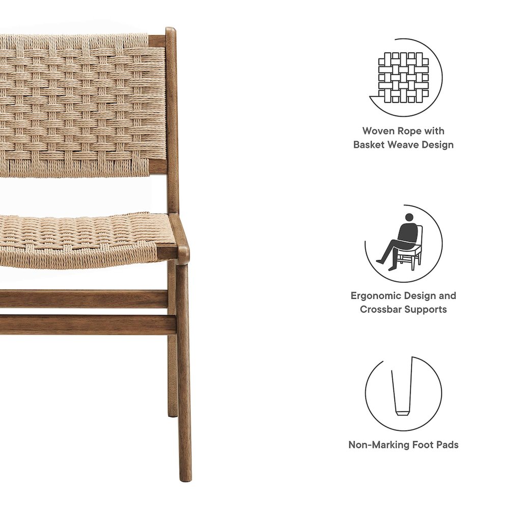 Saoirse Woven Rope Wood Dining Side Chair Set of 2. Picture 2
