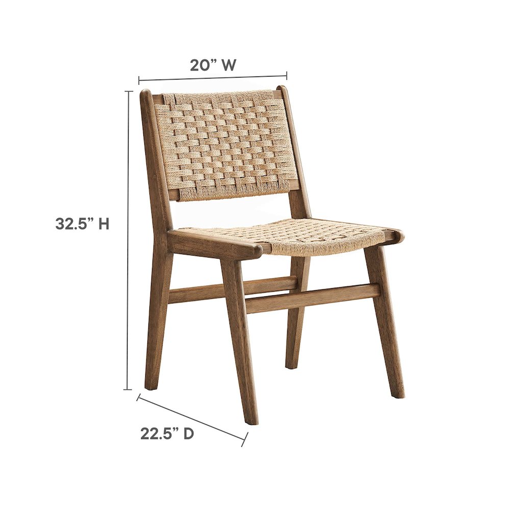 Saoirse Woven Rope Wood Dining Side Chair Set of 2. Picture 3