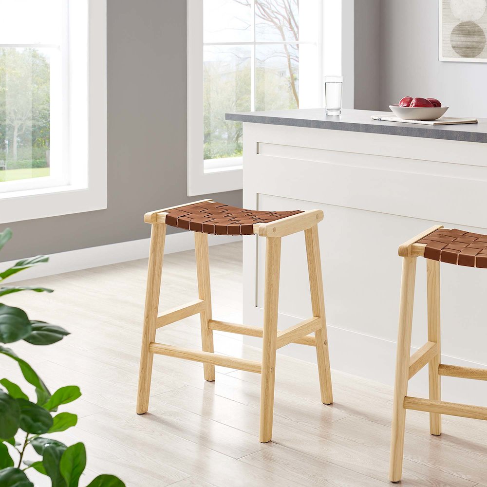 Saoirse Faux Leather Wood Counter Stool Set of 2. Picture 8