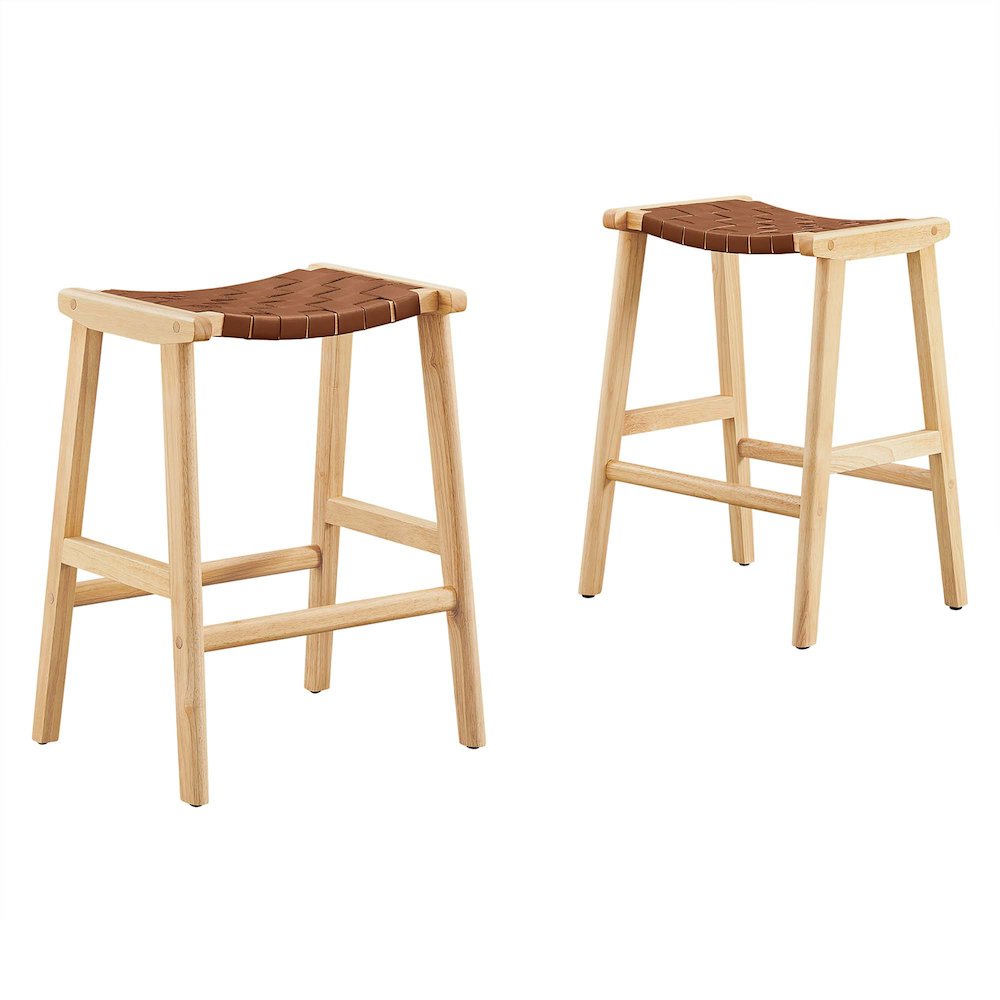 Saoirse Faux Leather Wood Counter Stool Set of 2. Picture 1