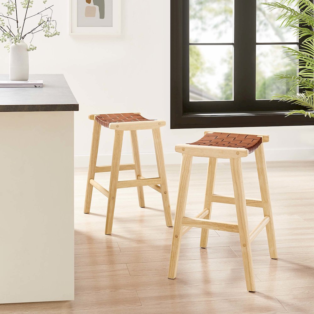 Saoirse Faux Leather Wood Counter Stool Set of 2. Picture 9