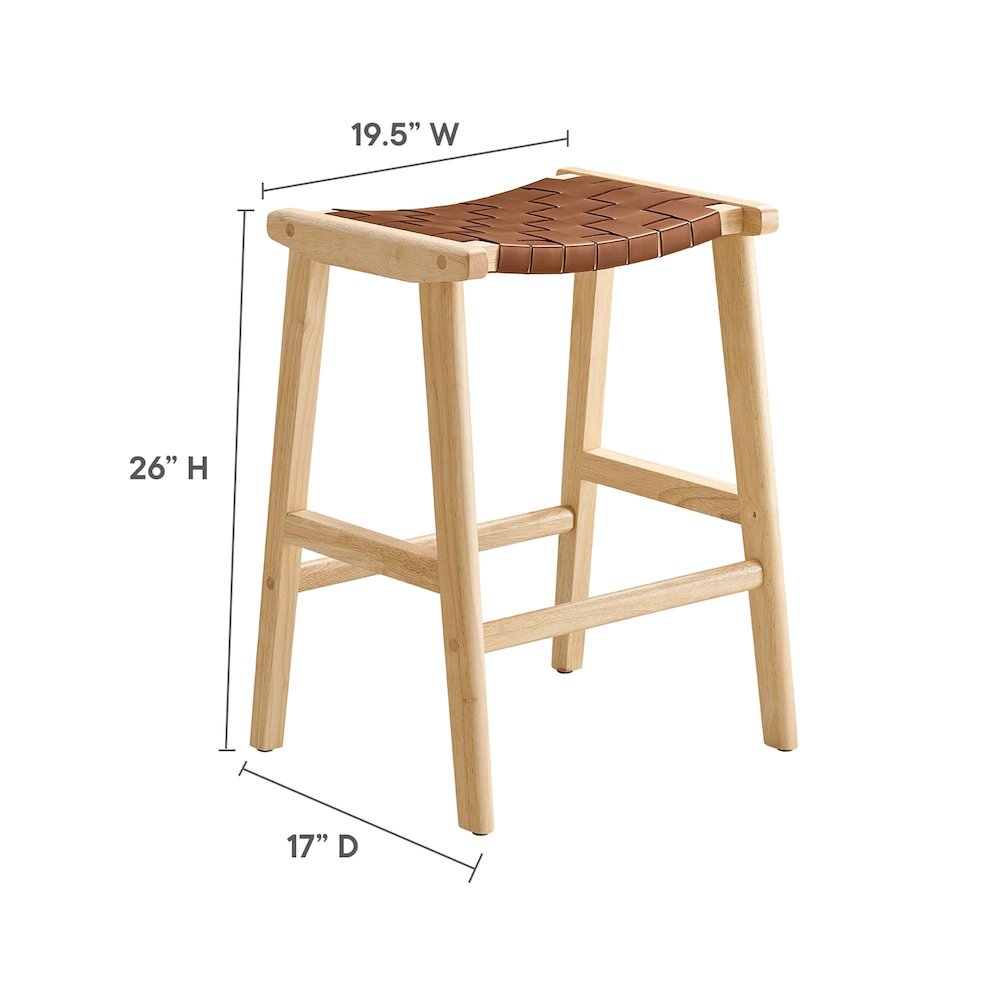 Saoirse Faux Leather Wood Counter Stool Set of 2. Picture 3