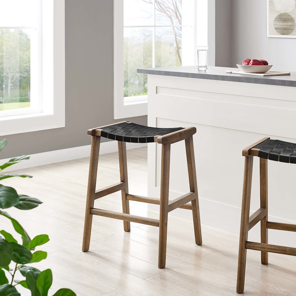 Saoirse Faux Leather Wood Counter Stool Set of 2. Picture 8