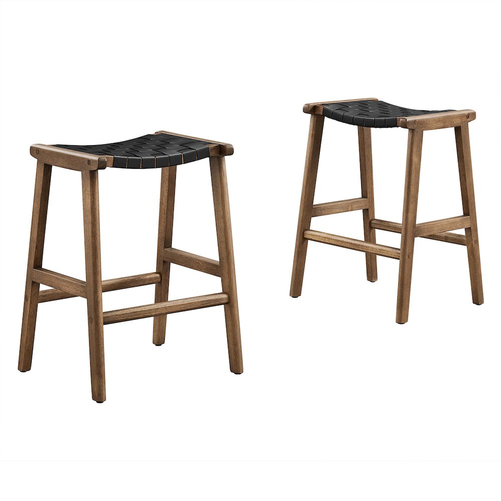 Saoirse Faux Leather Wood Counter Stool Set of 2. Picture 1