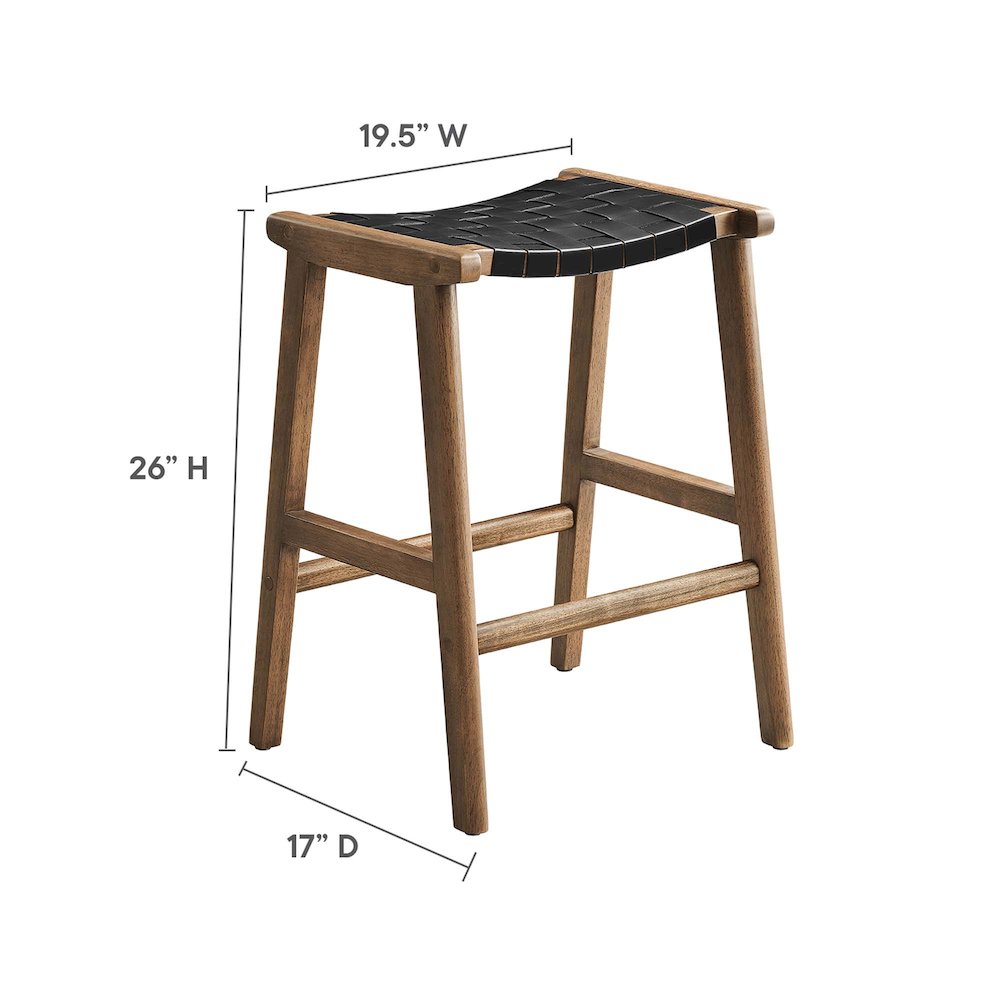Saoirse Faux Leather Wood Counter Stool Set of 2. Picture 3