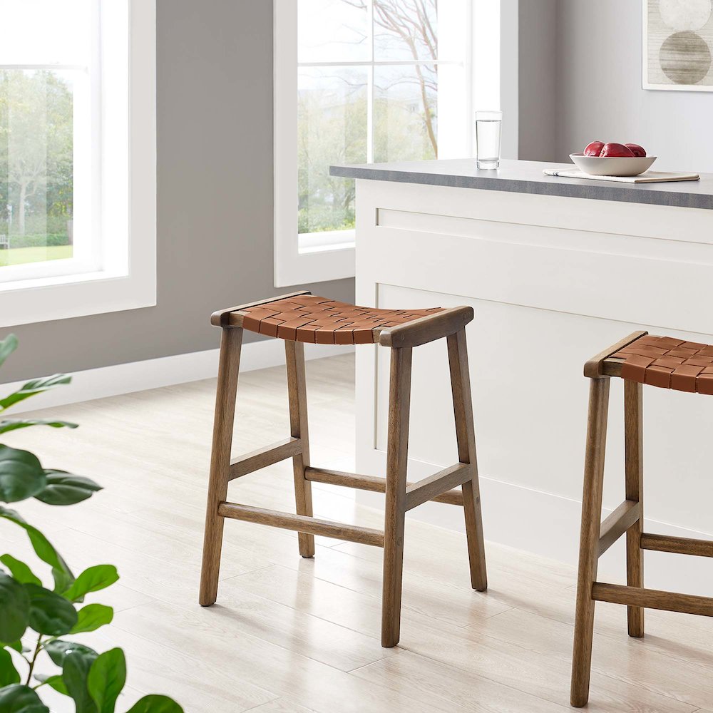 Saoirse Faux Leather Wood Counter Stool Set of 2. Picture 8