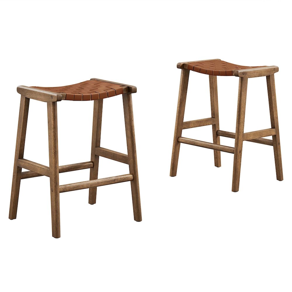 Saoirse Faux Leather Wood Counter Stool Set of 2. Picture 1