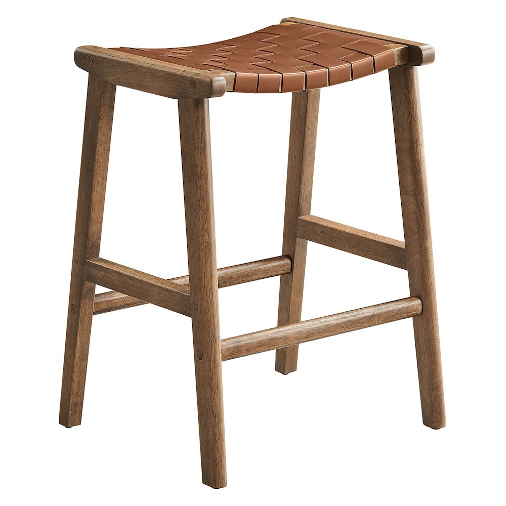 Saoirse Faux Leather Wood Counter Stool Set of 2. Picture 4