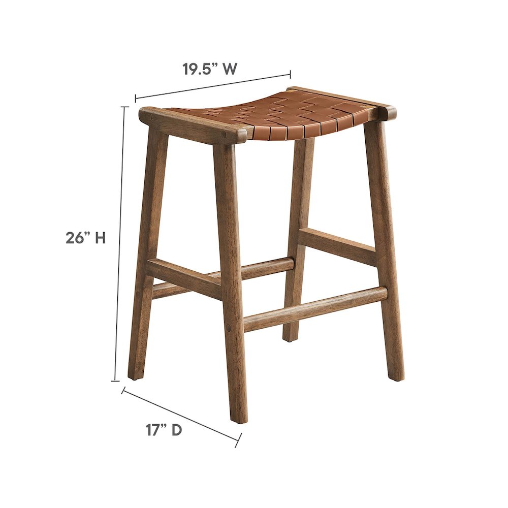 Saoirse Faux Leather Wood Counter Stool Set of 2. Picture 3