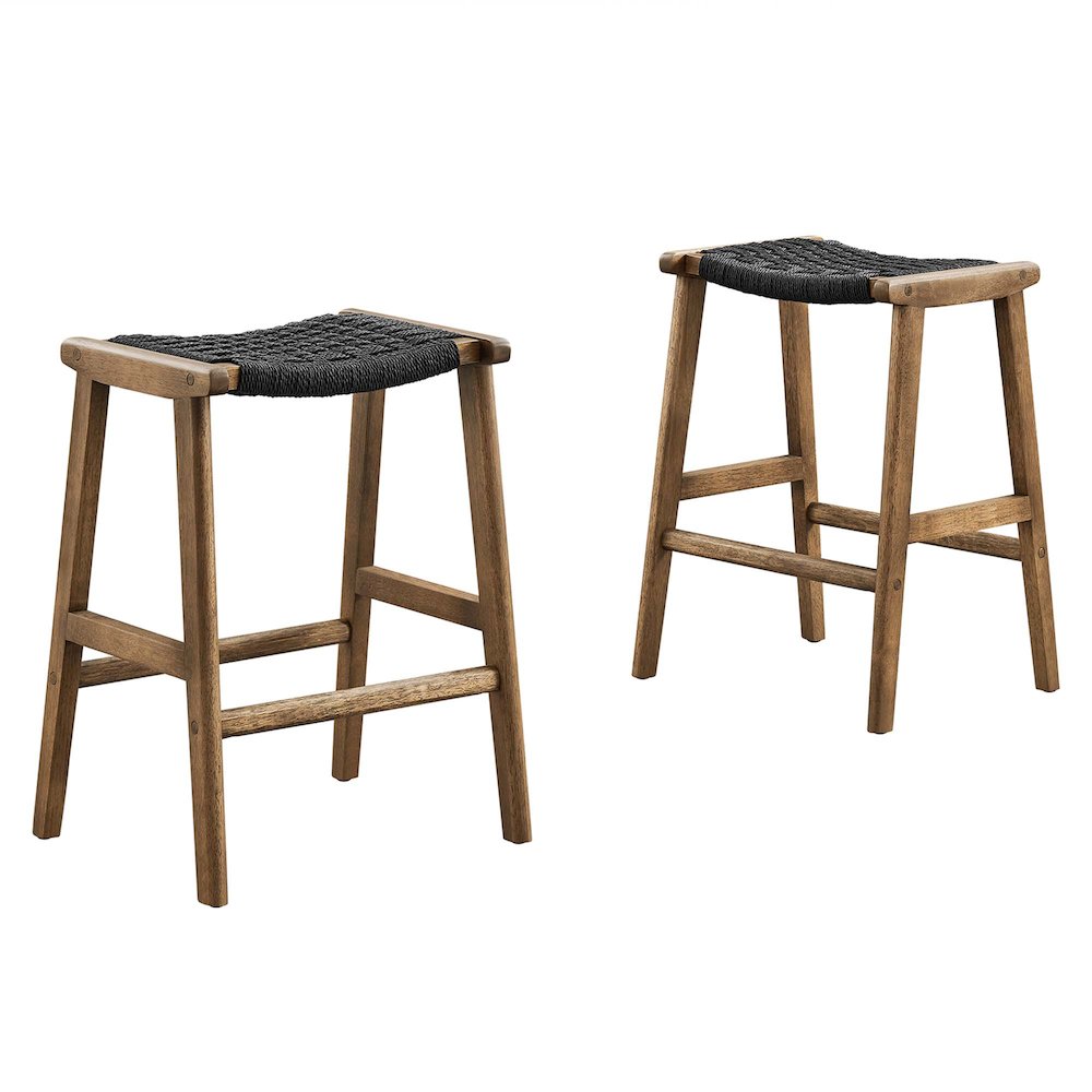 Saoirse Woven Rope Wood Counter Stool Set of 2. Picture 1