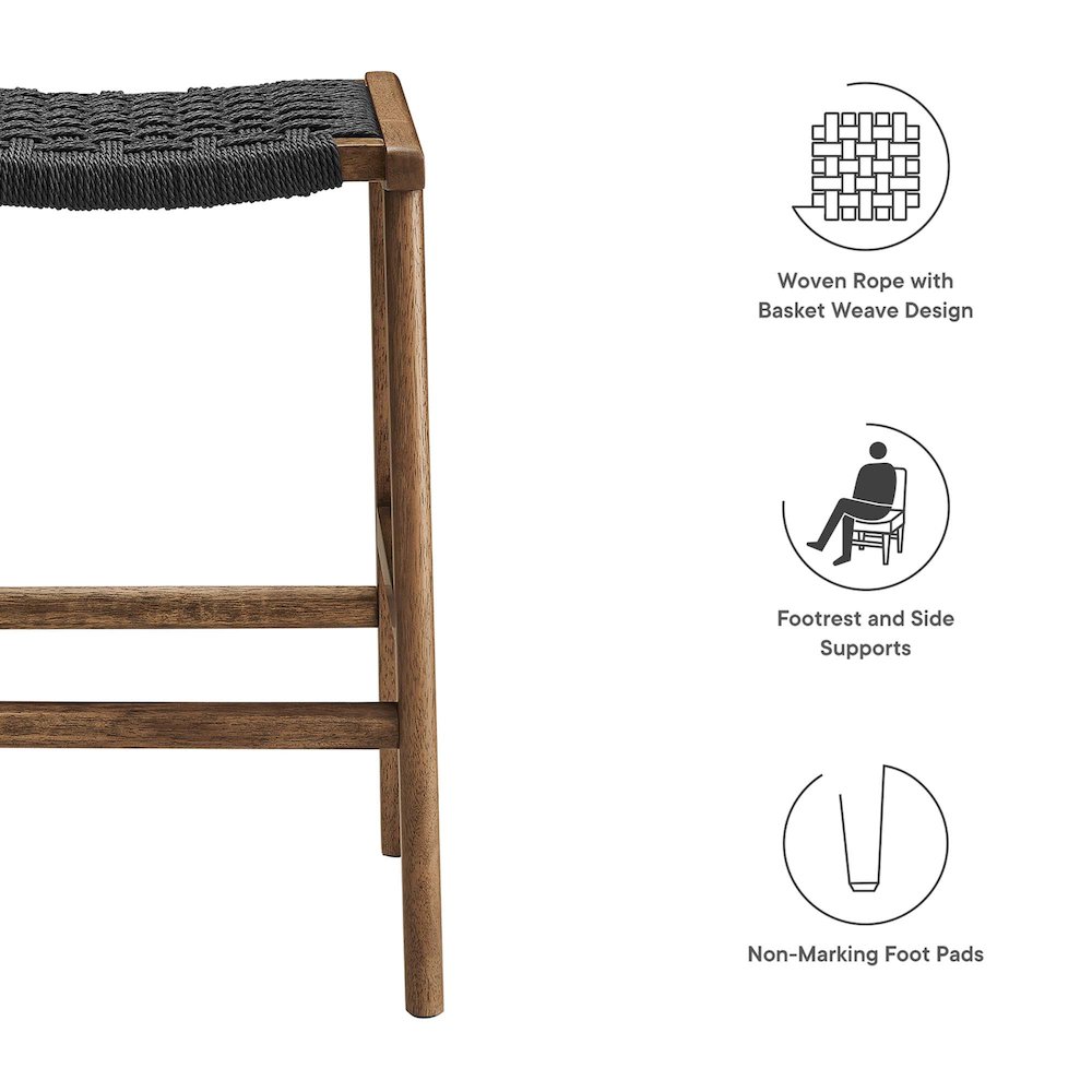 Saoirse Woven Rope Wood Counter Stool Set of 2. Picture 2