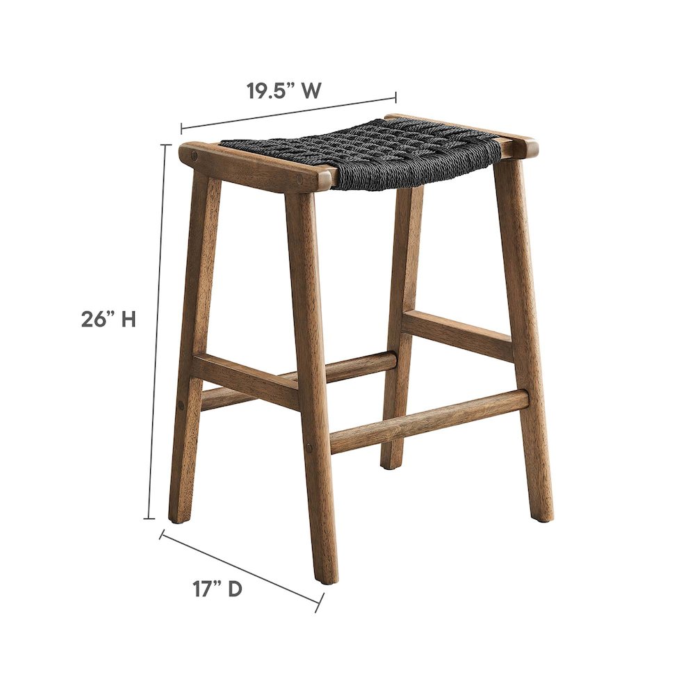 Saoirse Woven Rope Wood Counter Stool Set of 2. Picture 3