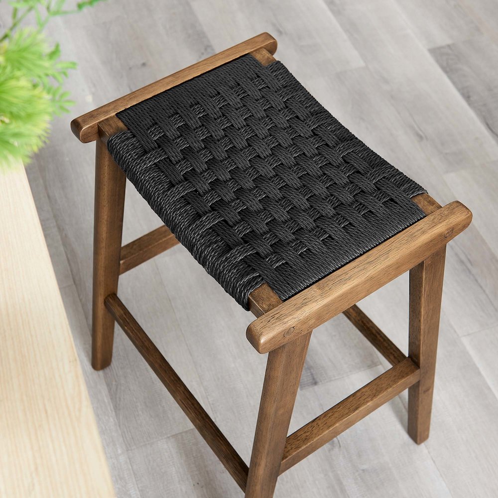 Saoirse Woven Rope Wood Counter Stool Set of 2. Picture 10