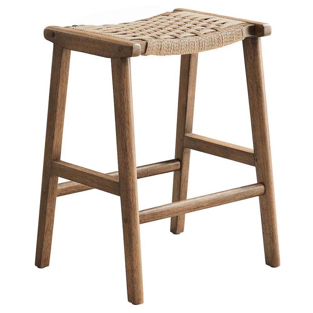 Saoirse Woven Rope Wood Counter Stool Set of 2. Picture 4