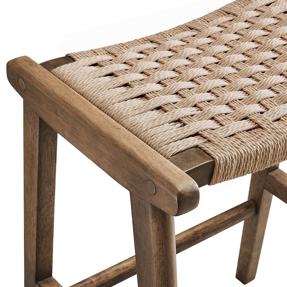 Saoirse Woven Rope Wood Counter Stool Set of 2. Picture 7