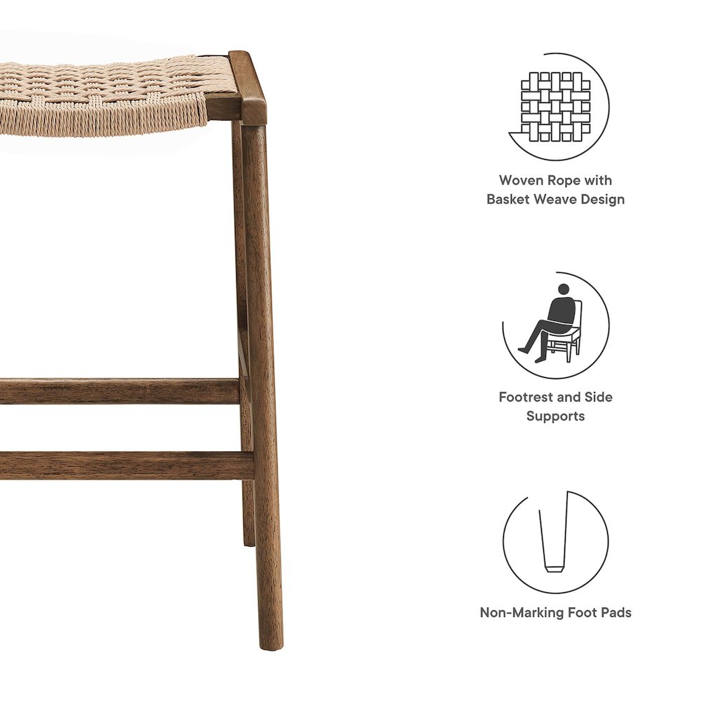 Saoirse Woven Rope Wood Counter Stool Set of 2. Picture 2