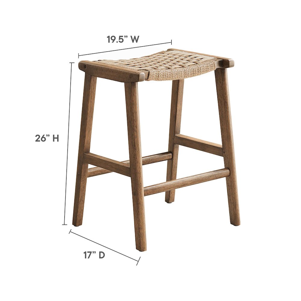 Saoirse Woven Rope Wood Counter Stool Set of 2. Picture 3